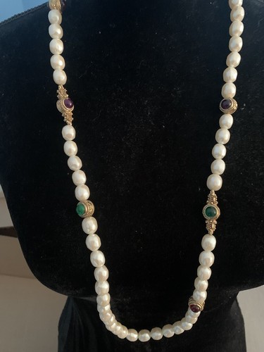 Collana Cabochon Vintage anni '80 Givenchy Barocco Finta Perla Rara Firmata