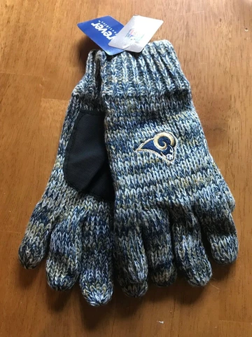 Forever RAMS Woven NFL PEAK Winter Gloves/w Knit Liner Adult One Size NWT Cover