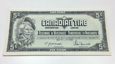 1974 Canadian Tire 5 Cents Uncirculated Banknote CTC Gas Bar Cash Bonus E042 - Image 1 of 4