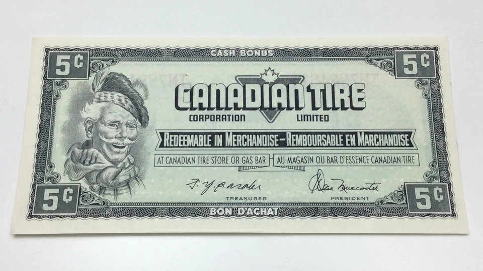 1974 Canadian Tire 5 Cents Uncirculated Banknote CTC Gas Bar Cash Bonus E042 - Image 1 of 4