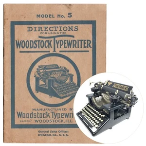 Woodstock No.5 Typewriter Instruction Manual Repro Antique Vtg User Directions - Picture 1 of 2