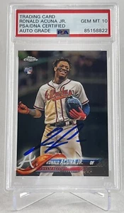 RONALD ACUÑA JR. Topps 2018 cromado #hmt25 novato PSA/ADN gema firmado 10 automático - Imagen 1 de 2