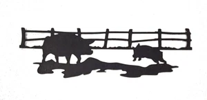 Pigsty Pigpen Pig Piglet Ranch Rancher Cowboy Metal Dies Standard Thin 6.5 x 2 - Picture 1 of 2