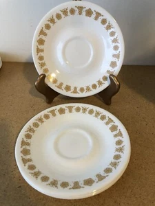 CORELLE SAUCERS BUTTERFLY GOLD SAUCERS YELLOW AND WHITE SET OF 4 - Picture 1 of 3