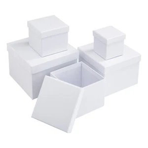 VBS Cajas Cuadradas, Juego de 5, Caja, Blanco, aprox. 14 x 14 x 10 cm a 6x6x6 cm - Imagen 1 de 1