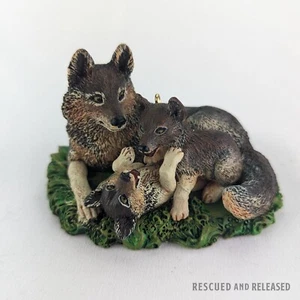 3-Inch Hallmark Keepsake Ornament 1998 Timber Wolves at Play Majestic Wilderness - Picture 1 of 6