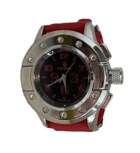 Ice King Men’s Watch Red Rubber Bald Sport Quartz Big Face NWOT - Picture 1 of 7