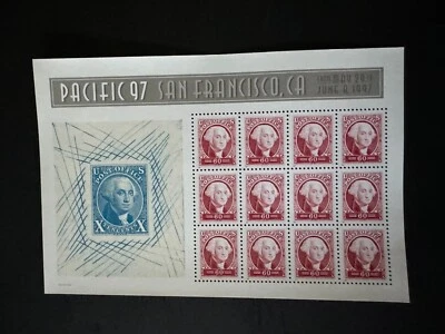 Scott #3140 Pacific 97 George Washington Souvenier Pane of 12 60¢ Stamps (1997) - Image 1 of 2