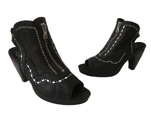 CALLEEN CORDERO USA DARK ROAST COFFEE LEATHER PLATFORM SANDALS 4" HEELS US 7.5 - Picture 1 of 10