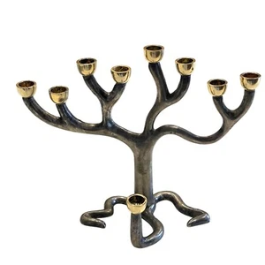 Sandra Kravitz Rosenthal Menorah Albero della Vita Judaica Hanukkah Modernista Firmato - Foto 1 di 5