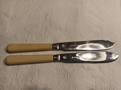 Lot of 2 Vintage Fish Knife Bone Handle Chrome Made In England - Image 1 of 4