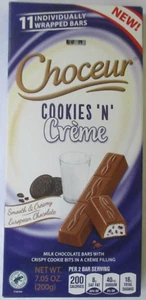 2 PACKS CHOCEUR COOKIES 'N' CREME MILK CHOCOLATE 7.05-OZ - Picture 1 of 3