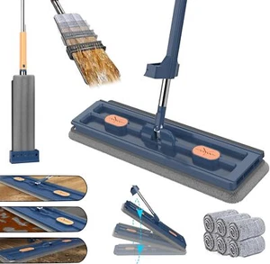 Upgrade Style Large Flat Mop 360°Rotating Magic Self Wringing Mop W/ 6PCS Rags - Picture 1 of 16