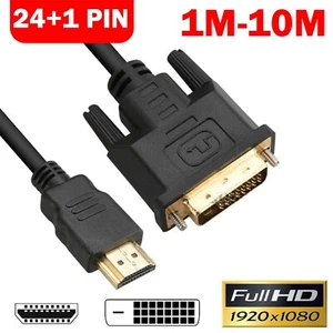 24+1 Pin HDMI to DVI Cable Male DVI-D for LCD Monitor Computer PC DVD Cord Lead - Picture 1 of 11