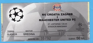 Ticket football FC Croatia Zagreb Manchester united UEFA Champions league 1999 - Picture 1 of 2