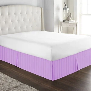 BED SKIRT ONLY 100% COTTON - 1000 OR 1200 TC/STRIPE COLORS/US SIZE - Picture 1 of 26