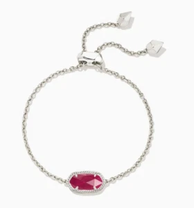 Kendra Scott Elaina Adjustable Chain Bracelet Maroon Jade With Bag - Picture 1 of 8