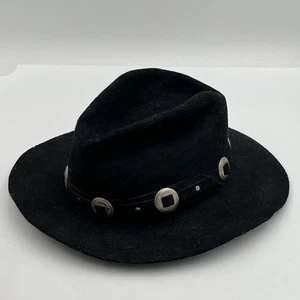 EDDY BROS 100% Wool Black Western Southwest Cowboy Hat Size M Concho Band - Picture 1 of 12