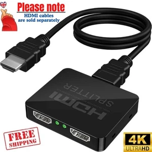 HDMI Splitter 1 Input 2 Output 4K HD Dual Output Adapter Cable 1 In 2 Out UHD - Picture 1 of 15