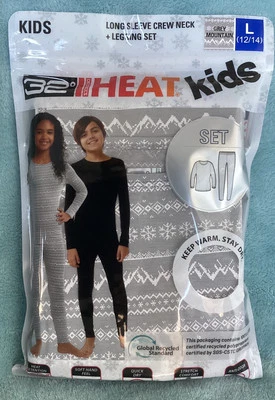 32 grados...calor...Juego de leggings y capa base manga larga cuello redondo para niños, gris M. L Foto 1 de 4