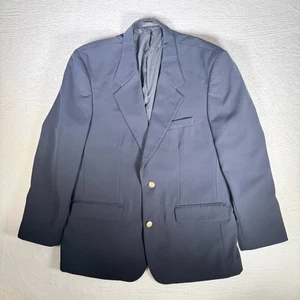 LL Bean Blazer Mens 44 Short Blue Micro Polyester 2 Button Inside Zipper Pocket - Picture 1 of 7