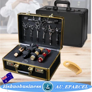 Gold Barber Salon Tool Kits Storage Travel Carry Case Organizer Box AU - Picture 1 of 11