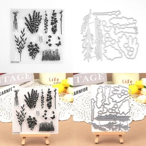 Grass Reeds Clear Stamps and Metal Cutting Dies for Card Making Scrapbooking - Picture 1 of 6