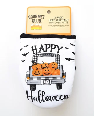 Oven Mitts Fall Pumpkin Halloween Thanksgiving Heat Resistant Home Bake Kitchen - Image 1 of 3