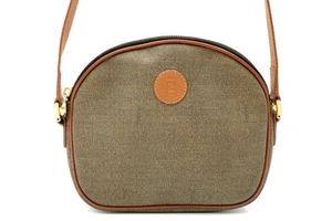 FENDI Vintage Mini Shoulder Bag Pochette FF Logo PVC Leather Brown 2791h - Picture 1 of 10