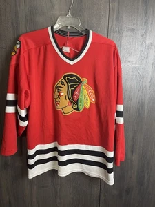 Maglia Vintage Chicago Blackhawks CCM Maska Taglia Adulto Grande Hockey NHL - Foto 1 di 8