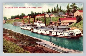 Columbia River OR-Oregon, Steamers In Cascade Locks Vintage Souvenir Postcard - Picture 1 of 2