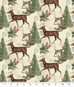 Fabric Susan Winget Holiday Deer Allover Christmas Vintage 100% Cotton Quilt 7/8 - Picture 1 of 1