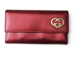 Gucci Patent Leather Long Wallet – Gold Heart Emblem - Picture 1 of 8