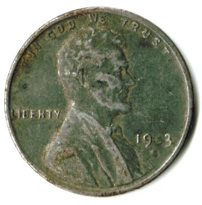 1943 S WHEAT STEEL PENNY 1C CENT MULTIPLE GREASE STRUCK 4 & S ERRORS COIN C134 - Image 1 of 3