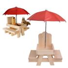 Wooden Squirrel Feeder Table with Umbrella,Funny Squirrel Table Picnic G8A0
