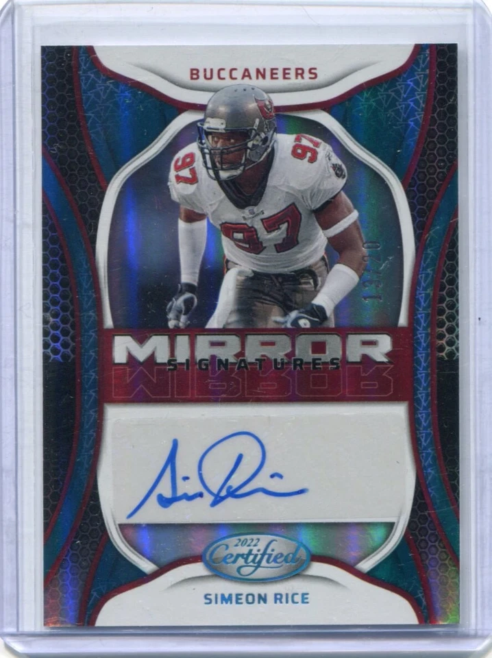 2022 Panini Certified - SIMEON RICE - Mirror Teal Autograph  BUCCANEERS #d 13/20 - Image 1 of 1