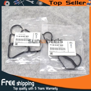 2X ENGINE OIL FILTER GASKET COOLER FOR BMW SEAL SET 11428637820 11428637821 - Picture 1 of 7