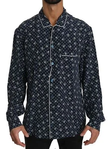 Dolce & Gabbana Blue Skull Print Silk Top Sleepwear Men's Shirt Authentic - Picture 1 of 4