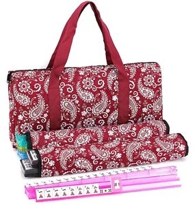 American Mahjong Set 166 Tiles Red Paisley Bag 4 Pushers/Racks Western Mahjongg - Picture 1 of 8