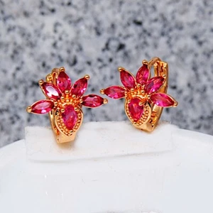 Dameohrringe charismatische Ohrringe vergoldet Gold K18/750er Rosa farbe Topas - Bild 1 von 3
