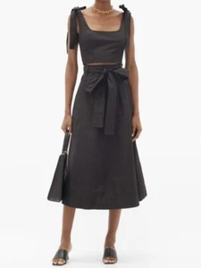 Staud: Snoop Faille Belted Midi Skirt Size 4 - Bild 1 von 10