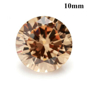 Unheated AAAAA Champagne Sapphire 15mm 10.36CT Round Faceted Cut VVS Loose Gems 