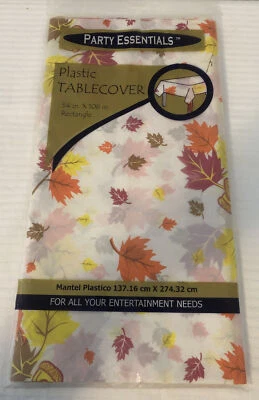Party Essentials Heavy Plastic Table Cover 54x108 inch Autumn Leaves New Sealed  - Image 1 of 4