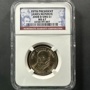 2008-D $1 James Monroe Presidential Dollar, SMS, NGC MS67 (85205) - Picture 1 of 2