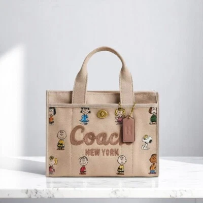 COACH x PEANUTS 货物托特包 26 深天然 CBH43 插座全新 F/S JPN — 第 1/4 张图片