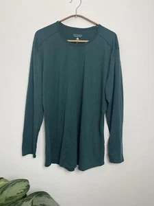 100% Merino Wool SEGMENTS top Green Long Sleeve Pullover Womens Size XXL -HOLES - Picture 1 of 9