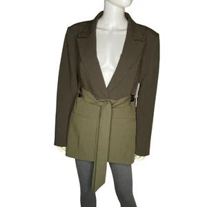 Good American Slit Side Two-Tone Blazer in Sage Green sz 3 / US L NWT - Picture 1 of 12