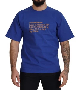 DOLCE & GABBANA T-shirt Cotton Blue Logo Print Crewneck Mens s. XS RRP 800usd - Picture 1 of 12
