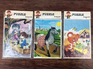 3 puzzles recto-verso sous cellophane Editions TOURET années 70  Jigsaws - Picture 1 of 2