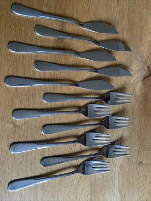 WMF Bamberg Cromargan Germany Acciaio Inox Posate 6 Forchette 5 Coltello Pesce - Immagine 1 di 4